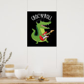 Croc N Roll Funny Crocodile Pun Dark BG Poster (Keuken)