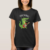 Croc N Roll Funny Crocodile Pun Dark BG T-shirt (Voorkant)