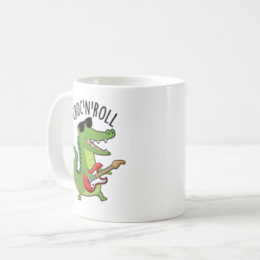Croc N Roll Funny Crocodile Pun Koffiemok (Voorkant links)
