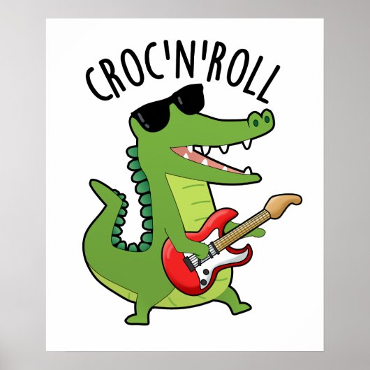 Croc N Roll Funny Crocodile Pun Poster (Voorkant)