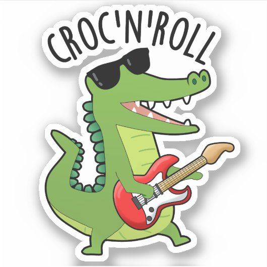 Croc N Roll Funny Crocodile Pun Sticker (Voorkant)