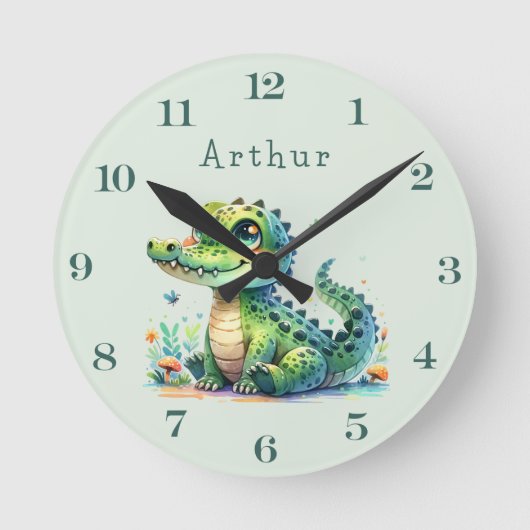 Croc O'Clock: Personalized Jungle Time Ronde Klok (Voorkant)