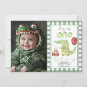 Croc Party | Schattigee krokodil eerste verjaardag Kaart (Voorkant)