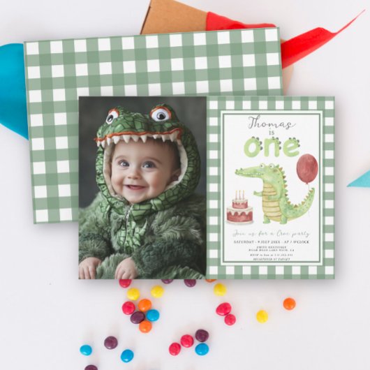 Croc Party | Schattigee krokodil eerste verjaardag Kaart