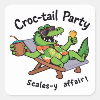 Croccy! - Cool Croc-tail Party Vierkante Sticker