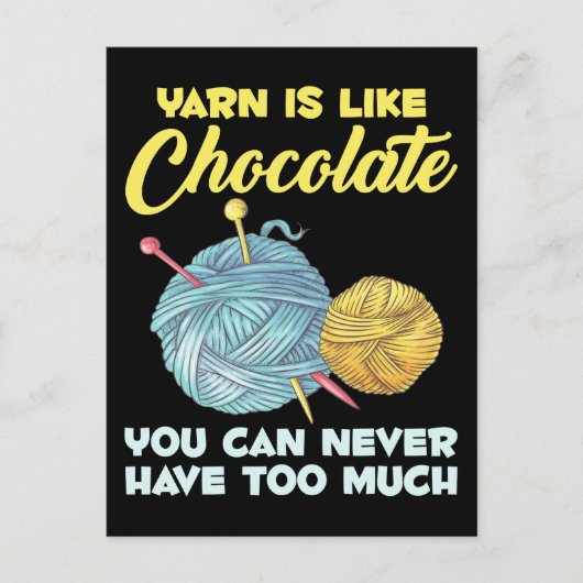Crochet and Chocolate Knitter Crafting Yarn Lover Briefkaart (Voorkant)