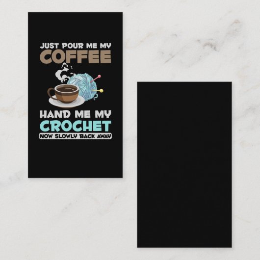 Crochet and Coffee Hobby Crafting Yarn Lover Visitekaartje (Voorkant / Achterkant)