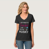 Crochet and Husky Dog mama Funny Idee I like Hobb T-shirt (Voorkant volledig)