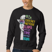 Crochet Artist Llama Aint Got Time For Drama Knitt Trui (Voorkant)