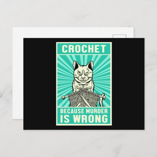 Crochet Because Murder Is Wrong Cat Lover Meow Pet Briefkaart (Voorkant / Achterkant)