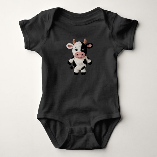 Crochet Black and White Cow Romper (Voorkant)