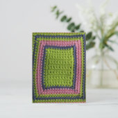 Crochet Blue, Green, Roze Briefkaart (Staand voorkant)