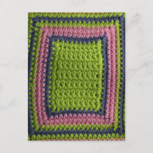 Crochet Blue, Green, Roze Briefkaart