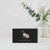 Crochet Business Card with Yarn Balls & Needles Visitekaartje (Staand voorkant)