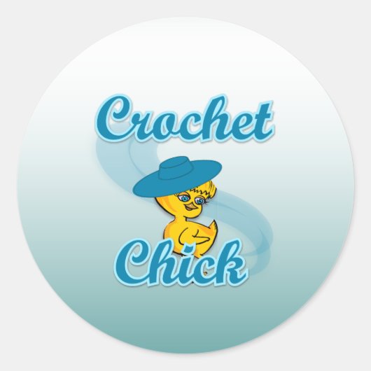 Crochet Chick #3a Ronde Sticker (Voorkant)