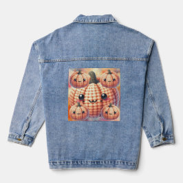 Crochet Cute Pumpkin Denim Jacket