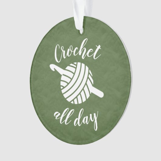 Crochet de hele dag ・ Yarn Ball & Hook Crafts Ornament (voorkant)