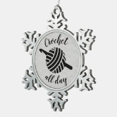 Crochet de hele dag ・ Yarn Ball & Hook Crafts Tin Sneeuwvlok Ornament (Rechts)