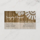 Crochet Doilies over Rustic Wood Country Farmhouse Visitekaartje (Achterkant)