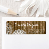 Crochet Doilies & Rustic Wood Craft Return Address Etiket (Insitu)