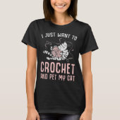 Crochet en Cat Crafting Kitten en Yarn Lover T-shirt (Voorkant)