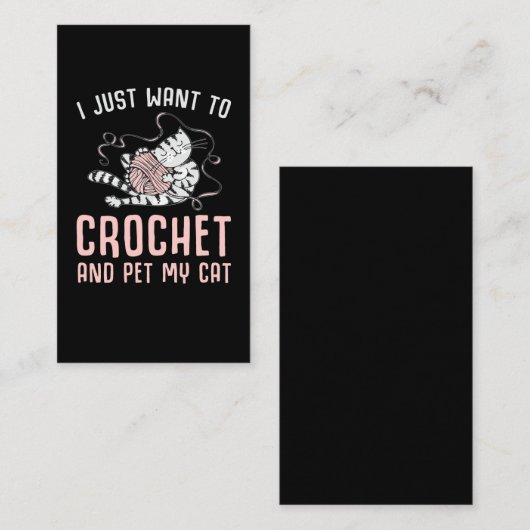 Crochet en Cat Crafting Kitten en Yarn Lover Visitekaartje (Voorkant / Achterkant)