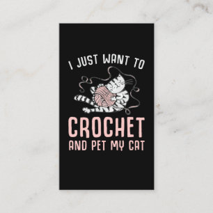 Crochet en Cat Crafting Kitten en Yarn Lover Visitekaartje