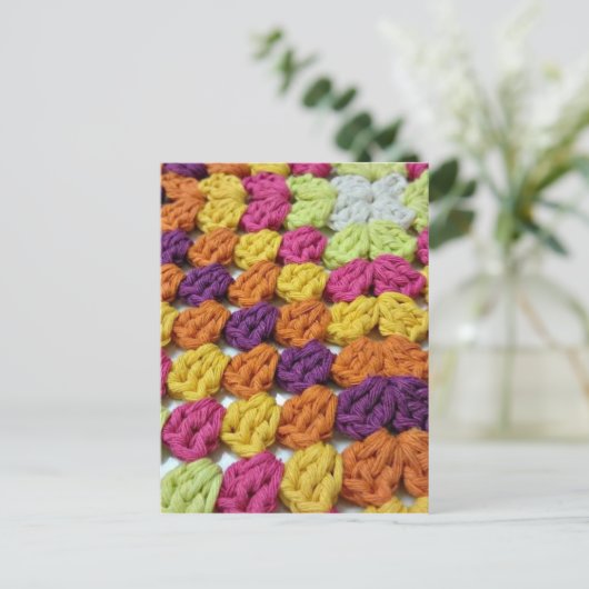 Crochet Granny Square Briefkaart (Staand voorkant)