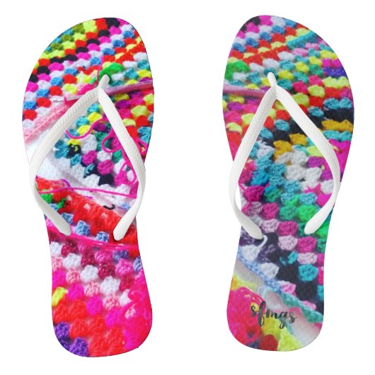 Crochet Granny Square Rainbow Teenslippers Gehaakt (Voetbed)
