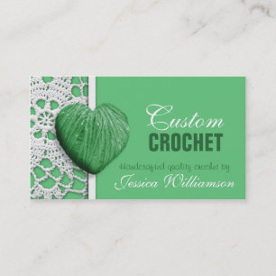Crochet - Heart Shaped Yarn Green Visitekaartjes