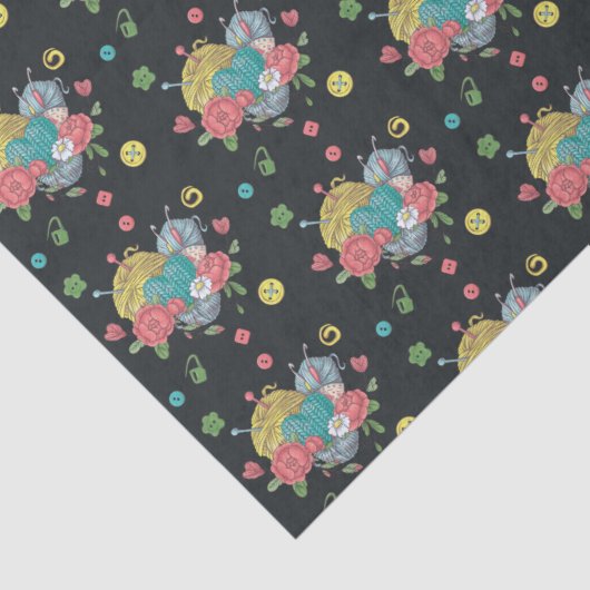 Crochet Heart Yarn Pattern Tissuepapier (Detail)