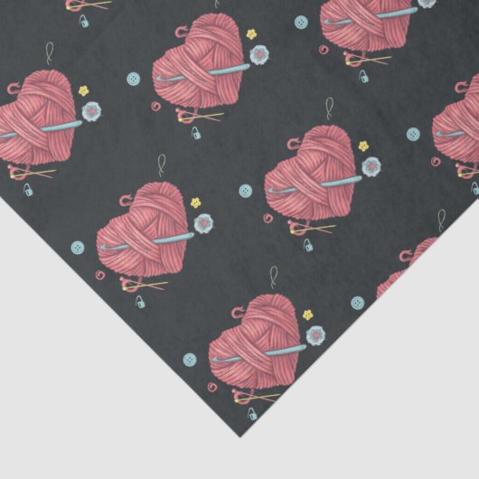 Crochet Heart Yarn Pattern Weefpapier Tissuepapier (Detail)