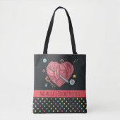 Crochet Heart Yarn Polka Dot Tote Bag (Voorkant)