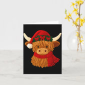 Crochet Highland Cow Christmas Winter Girly Kids T Kaart (Gele Bloem)