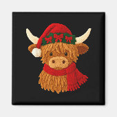 Crochet Highland Cow Christmas Winter Girly Kids T Magneet (Voorkant)