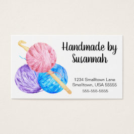 Crochet Hook en Yarn Handmade Visitekaartjes