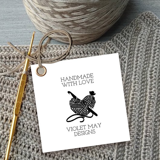 Crochet Hook en Yarn Handmade with Love Hang Label