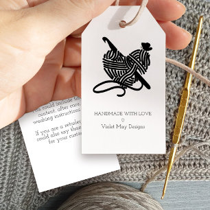 Crochet Hook en Yarn Heart Handmade with Love Cadeaulabel
