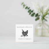 Crochet Hook en Yarn Heart Handmade with Love Vierkante Visitekaartje (Staand voorkant)