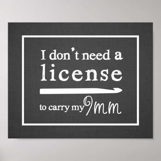 Crochet Hook License Craft Room Dark Poster (Voorkant)