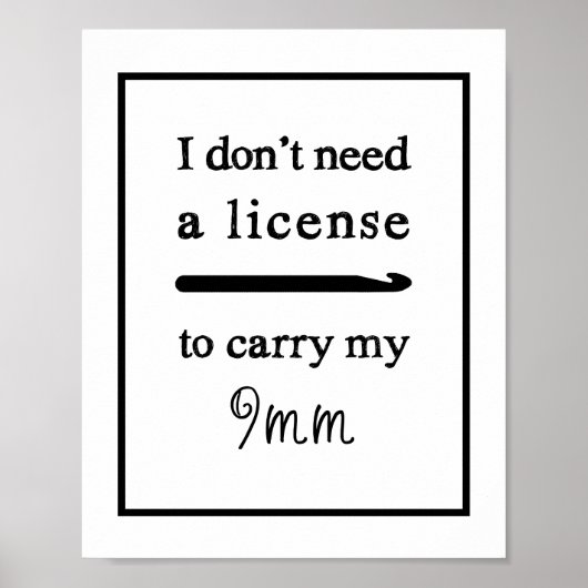 Crochet Hook License Craft Room Poster (Voorkant)