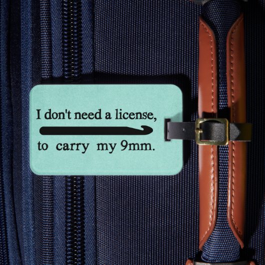 Crochet Hook License Crafts Blauwgroen textuur Bagagelabel (Voorkant Insitu 4)