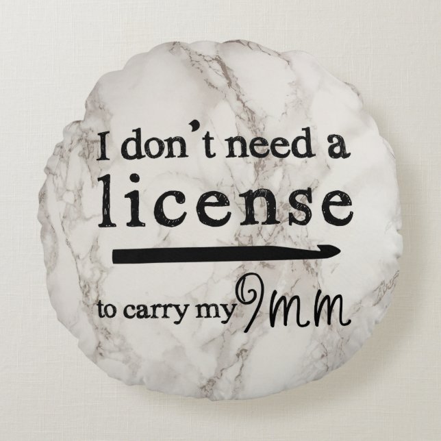 Crochet Hook License Crafts Marble Design Rond Kussen (Voorkant)