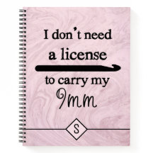 Crochet Hook License Crafts Pink Marble Initiaal