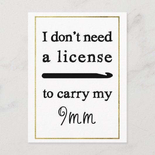 Crochet Hook-licentie Faux Gold Border Crafts Briefkaart (Voorkant)