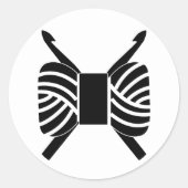 Crochet Hook & Yarn Skein Crafts Ronde Sticker (Voorkant)