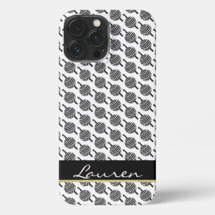 Crochet Hook + Yarn ・ Zwart & Gold Label + Tekst iPhone 13 Pro Max Hoesje