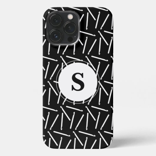 Crochet Hooks Crafts Monogram Dark iPhone Case iPhone Hoesje (Achterkant)