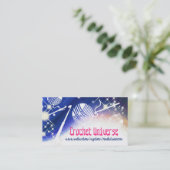 Crochet hooks yarn space universe craft show visitekaartje (Staand voorkant)