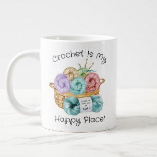 Crochet is mijn favoriete plek gepersonaliseerd grote koffiekop